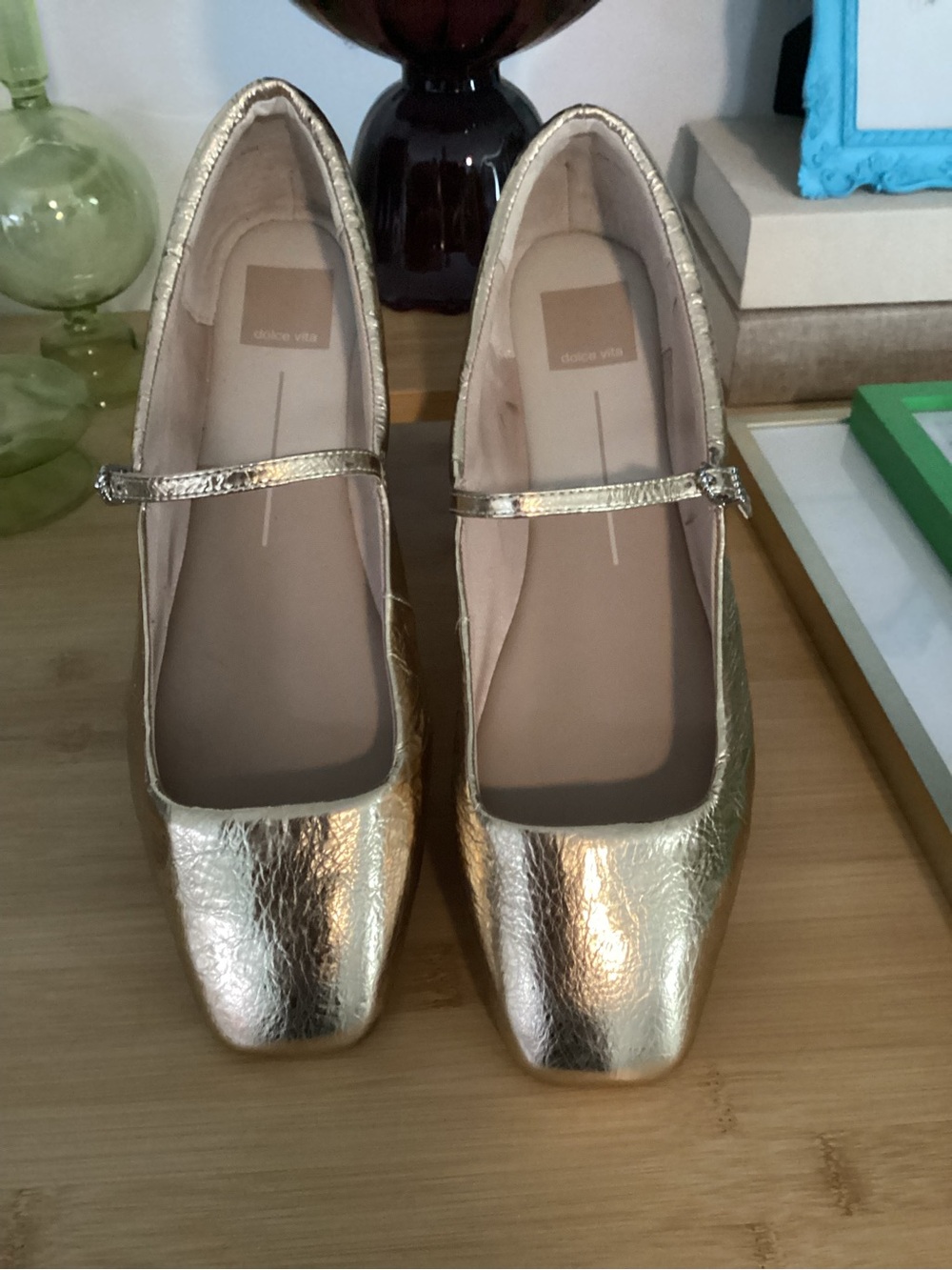 Dolce Vita Metallic Gold Mary Jane Flats with Buckle Strap